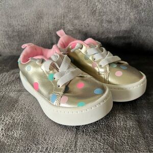 Carter's Gold and Pink Sneakers with Polka Dots